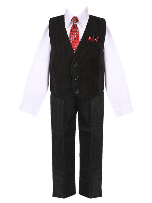 Rafael Baby Boys White Shirt Necktie Striped Pants Vest Suit 6-24M SophiasStyle.com